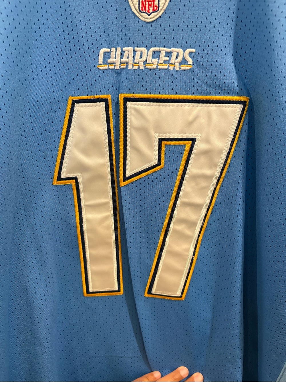San Diego Chargers Philip Rivers on field Stitched Powder Blue Jersey Size 54 - Picture 7 of 16